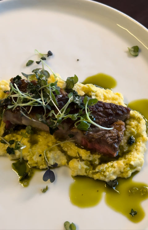 Savored Three Ways Basil Edition | Part 2: Ribeye Steak with Basil Oil and Corn Puree