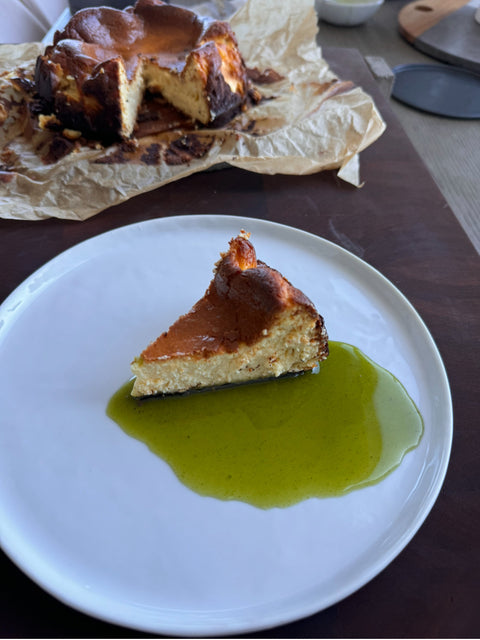 Savored Three Ways Basil Edition | Part 3: Basque Cheesecake with Basil Syrup